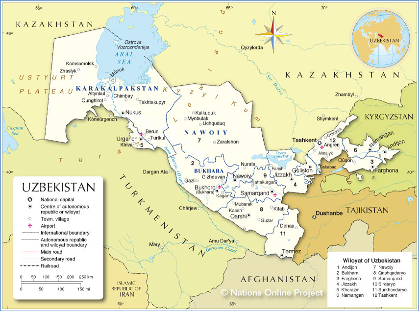 uzbekistan administrative map