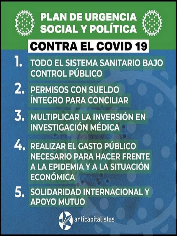 Anticapitalistas (ισπανικό τμήμα της 4ης Διεθνούς): Επείγοντα κοινωνικά και πολιτικά μέτρα για την αντιμετώπιση του COVID-19