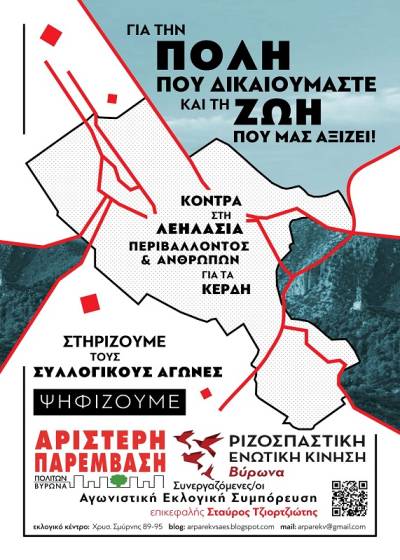 Αριστερή Παρέμβαση Πολιτών Βύρωνα – Ριζοσπαστική Ενωτική Κίνηση Βύρωνα: ψηφοδέλτιο και εκλογική διακήρυξη